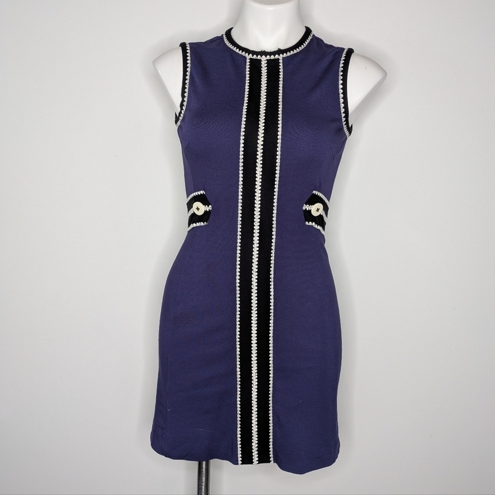 Lilly Pulitzer Blue Black White Sleeveless Bodycon Dress XS